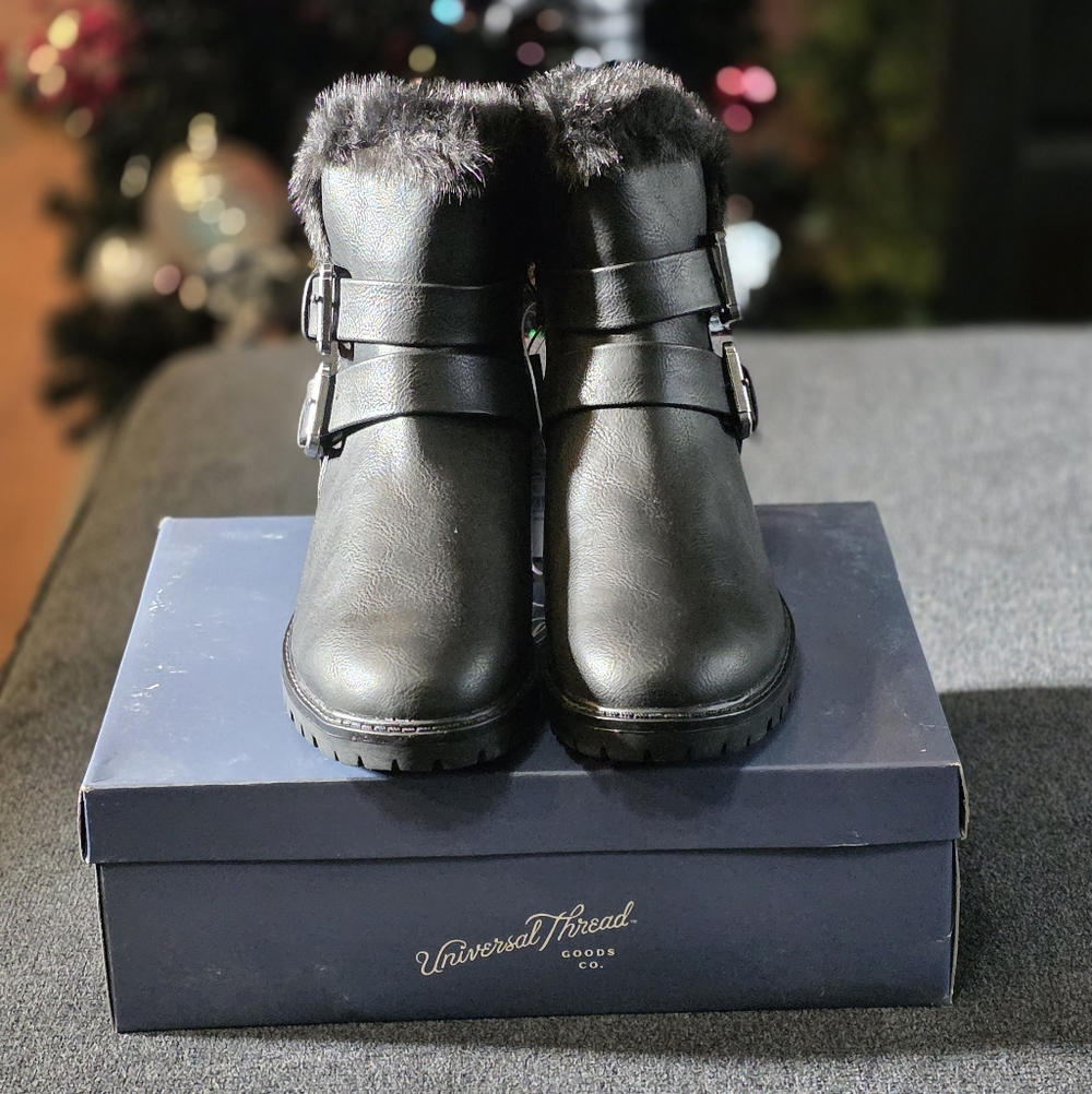 Black Faux Fur Lined Janet Boot Size 9.5 Womens - Picture 2 of 4